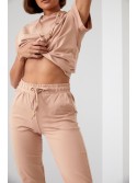 Beige sweatshirt and trousers set FK620 - Online store - Boutique